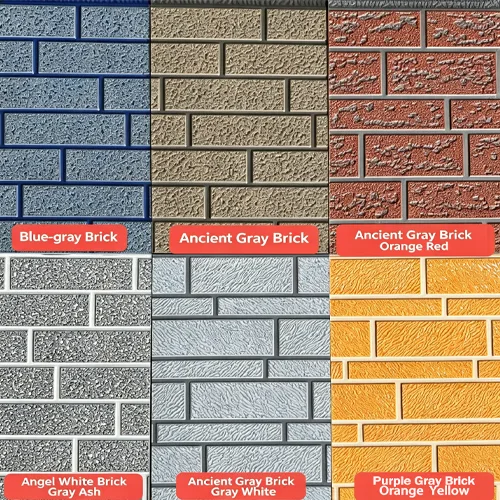 Red Brick Black Grout Stucco Texture Insulated Metal Wall Siding - الصورة 3